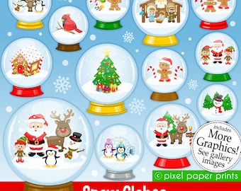 Snow Globes - Christmas clipart - Clip Art Set