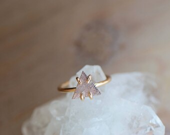 Meteorite Ring. 14k Gold Fill Prong Ring. Outer Space Shooting Star. Boho Stacking Meteorite Gold Fill Jewelry. Falling Star Stone Ring