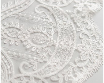 Soft embroidered lace Trim, elegant bridal lace trim, Bridal Lace trim, veil lace trim, lace embroidery, weddingdress lace trim (T17-043)