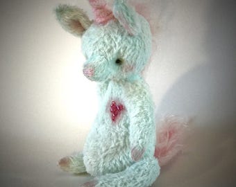 Handmade OOAK artist unicorn, teddy unicorn, collectible, teal unicorn
