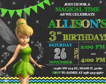 Tinkerbell Invitation Birthday Tinkerbell Party