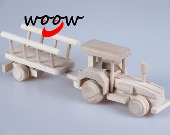 Wooden Toy Tractor Semitrailer