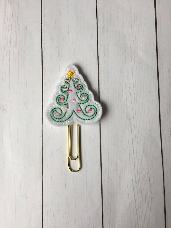 White Swirl Christmas Tree planner Clip/Planner Clip/Bookmark. Tree Planner Clip. Christmas Planner Clip. Holiday Clip. Christmas Tree Clip
