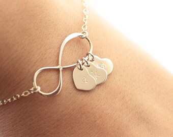 Personalized Infinity Bracelet, Initial Bracelet, Personalized Bracelet, Sterling Silver Infinity Necklace, Mother's Bracelet