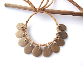 Rock Beads Small Mediterranean Natural Stone River Stone Jewelry Supplies Pairs BEIGE CHARMS 12-14 mm