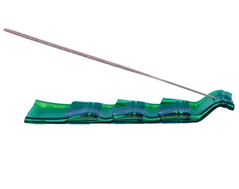 Green bottle neck incense holder