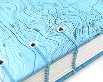 Map Journal - Unlined Journal - Bathymetric Chart Journal #8, handmade by Ruth Bleakley out of Nautical Charts - 160 pages
