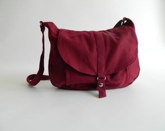 Mothers day Sale 25% - Rose Red messenger bag,Canvas diaper bag ,Women shoulder bag,Cross body tote bag , Travel Handbag / no.12 KYLIE