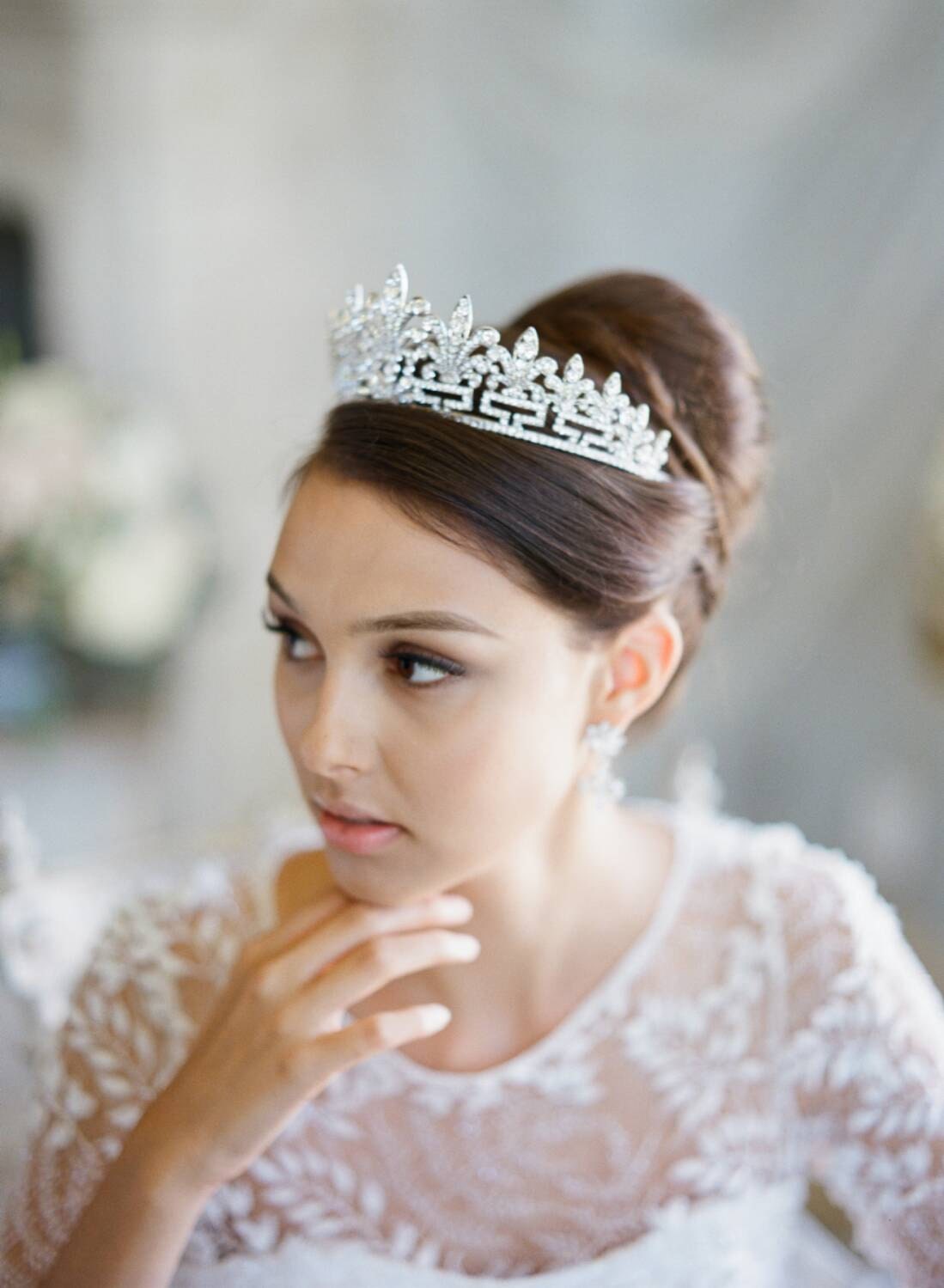 Bridal Tiara Fleur De Lis Tiara MARIE Swarovski Bridal