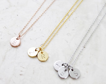Engraved Tiny Circle Charm Necklace