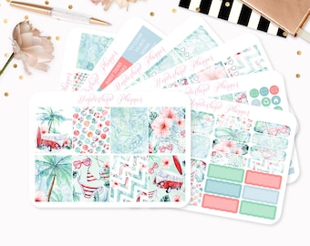 Vintage Summer - Sticker Kit or A La Carte Sheets - Retro Beach Themed Planner Weekly Kit - 180+ Stickers - Erin Condren Vertical Planner