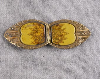 Antique Brass & Celluloid Belt Buckle Made in Germany