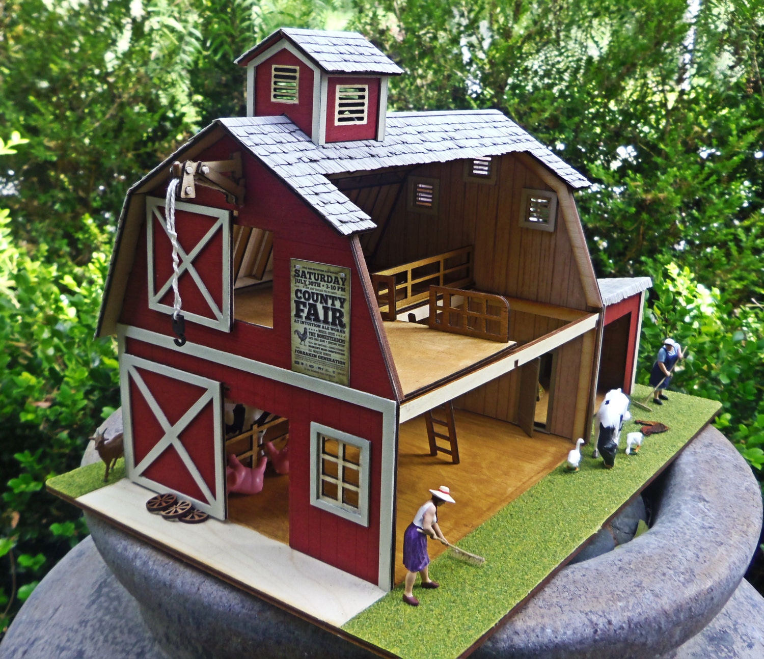 Barn with Tool Shed and Silo Kit 1/4 Scale O Scale or 1:48