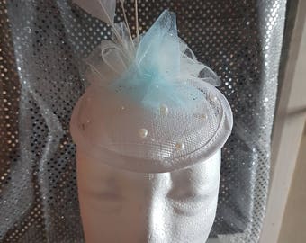 White and blue facinator