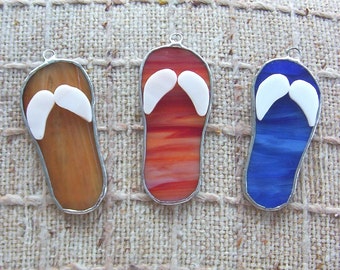 Flip flop ornaments favors stained glass Christmas, wedding or party favors, package tie-ons