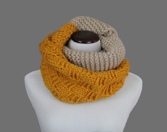 100% Wool Two-Tone Infinity Scarf