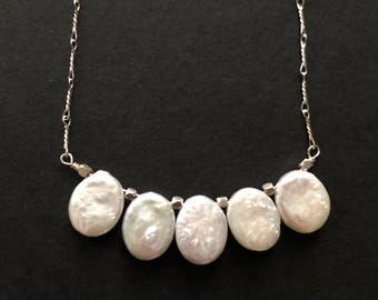Freshwater Coin Pearl Sterling Silver Necklace