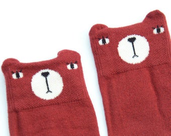 Red Bear Knee High Socks - MiniDressing