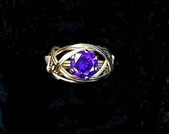 Birthstone Ring Wire Wrapped Jewelry Handmade in Silver FREE SHIPPING