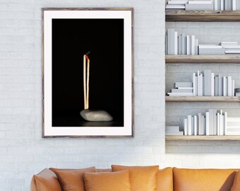 Abstract Wall Art, Matches Print, Fine Art Print, Abstract Art, Tobacciana Print, Smoking Wall Art, Abstract Wood print, Light Matches Print