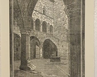 Bargello Museum Italy - Woodcut Print