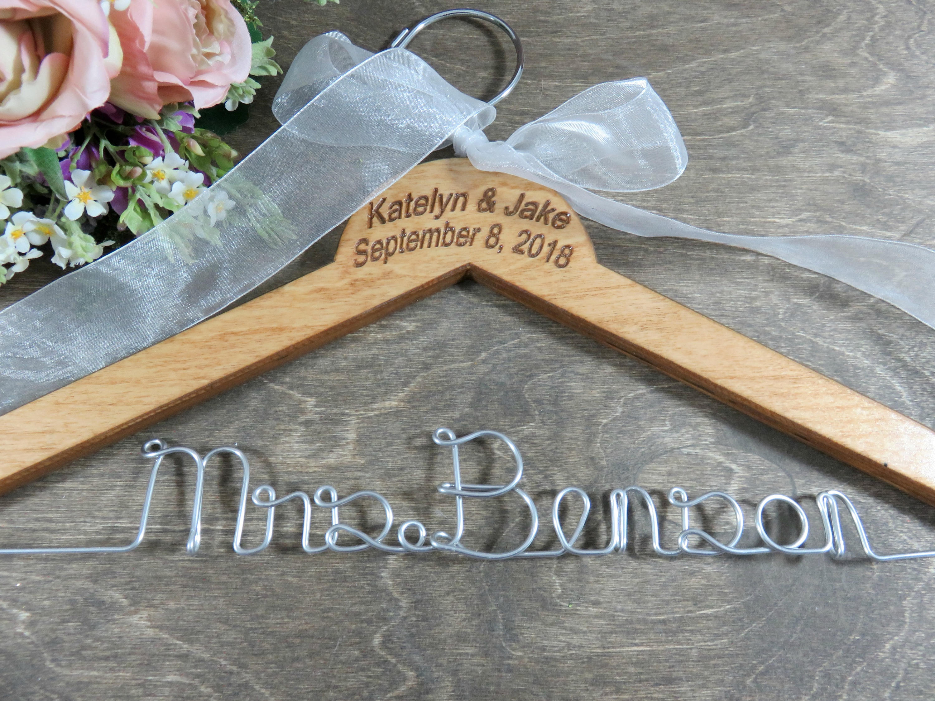 Engraved Wire Name Hanger Custom Name Hangers Bride Coat