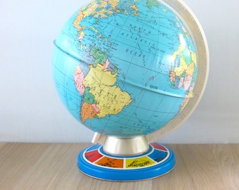 Vintage Ohio Art Litho Tin World Globe