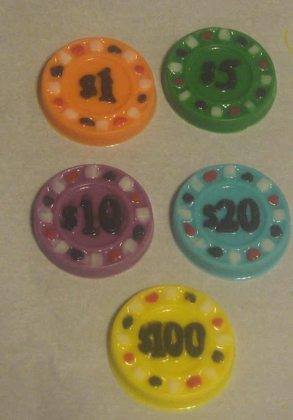 10 Chocolate poker casino chips party favors cupcake toppers sandwich cookie toppers