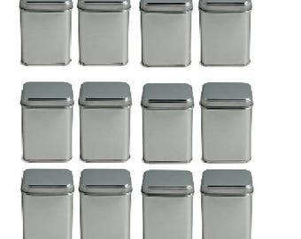 12 Pcs Empty Square Tea Tin w/ Slip Lid