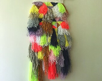 Woven Wall Hangings, Wall Hanging, Neon Woven Wall Hanging, Bright Color Wall Hanging, Modern Wall Waving, Woven Hanging, Modern Art