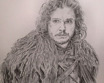Jon Snow Kit Harington Game of Thrones original graphite drawing