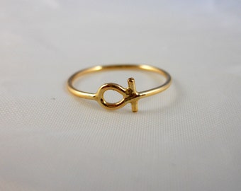 Key of Life Ankh Ring Hieroglyphics 14k Gold Filled Stacking Ring