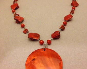 Bold Vintage Orange Shell Necklace