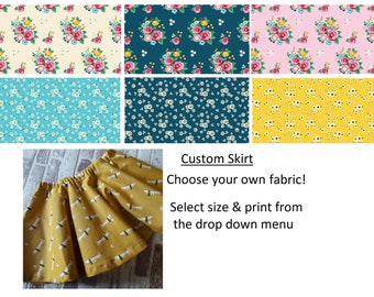 baby, girls twirly skirt custom made choose your own floral fabrics 0-10 years
