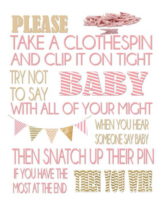 Clothespin Game / Baby Shower Game / Don't Say Baby