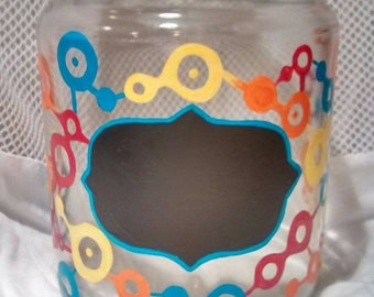 Hand Painted Gears Large Glass Canister