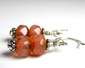Dusty Rose - Czech Glass, Bali Sterling Silver Earrings