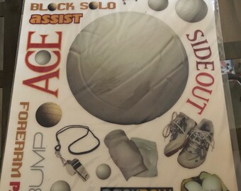 Volleyball scrapbooking rub on transfers