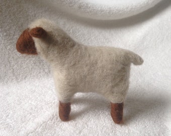 Felted wooly white and brown sheep