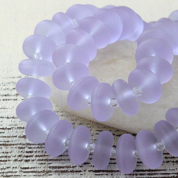 Sea Glass Rondelle Cultured Recycled Sea Glass Beads