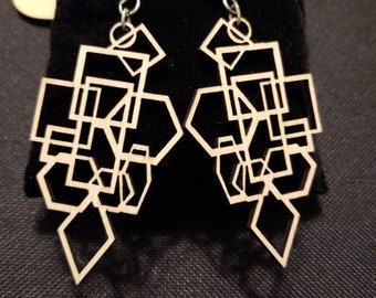 Carved Wood Openwork Pierced Vintage Earrings