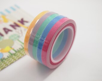 5 rolls Washi Masking Tape - rainbow