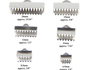 Stainless Steel Ribbon Crimp End Cap Clip Clamp Flat Leather Cord Plain Smooth Tip Necklace Bracelet Connector Finding 6.5 8.5 11 13 15 20mm