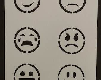 2.5" Emoticons Emoji Smiley Face Emoticon Custom Stencil FAST FREE SHIPPING