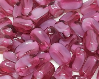 Vintage Cranberry Pink Givre Glass Beads
