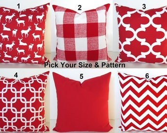 RED CHRISTMAS PILLOWS Red Decorative Throw Pillows Red Buffalo Plaid Holiday Throw Pillow Covers Red Christmas Pillow Covers home decor