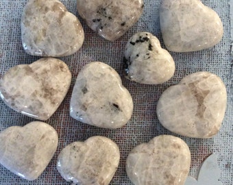 Rainbow Moonstone Heart Stone, Stone of New Beginnings, Healing Crystal, Chakra Stone, Spiritual Stone