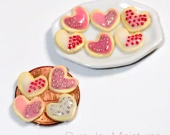Dollhouse Miniature Food - Miniature Polymer Clay Valentine's Day Cookies