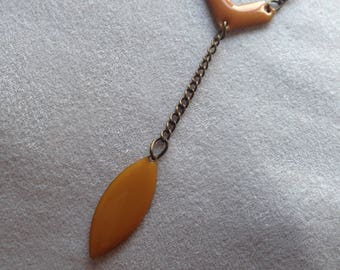 Necklace bronze enamel banana yellow