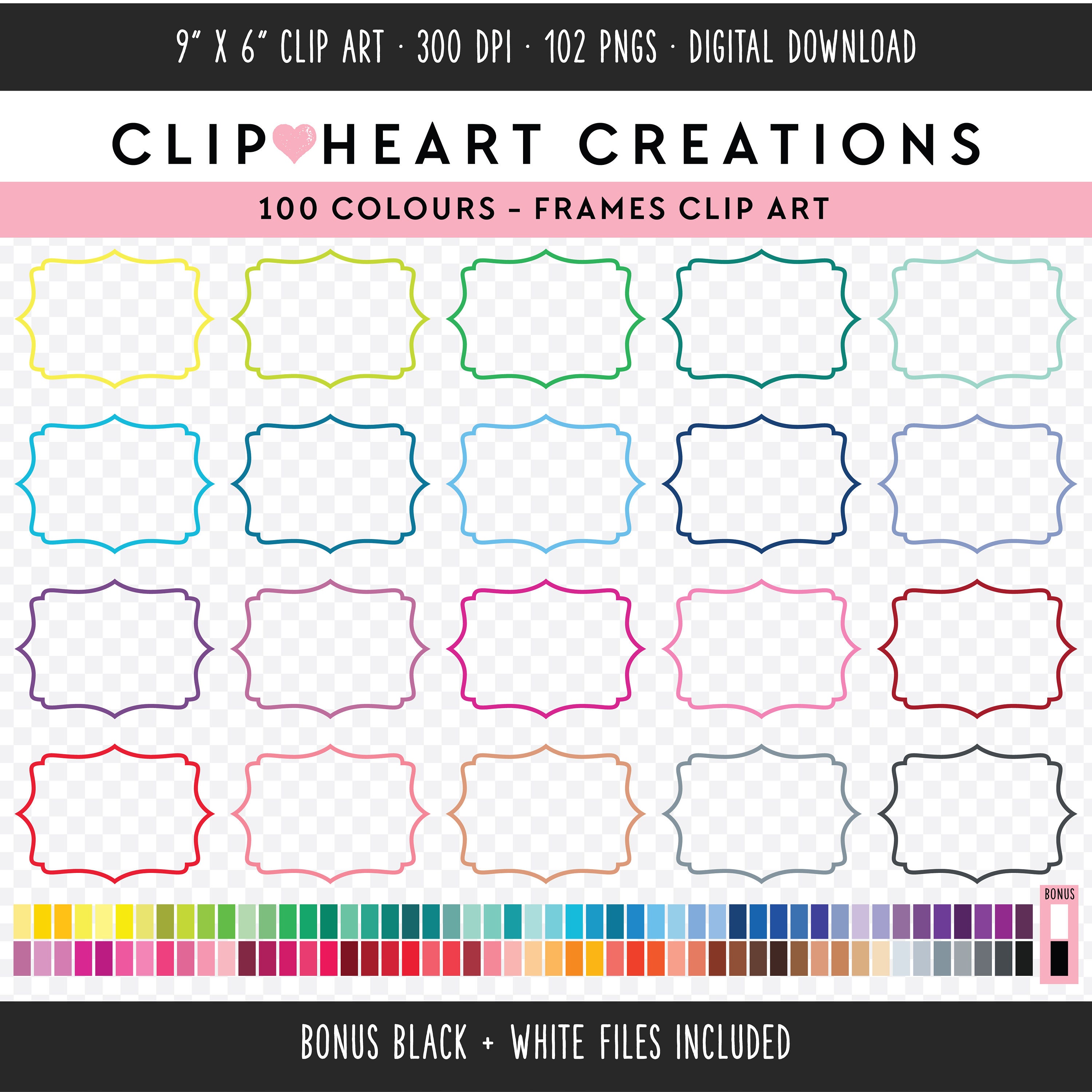 100 Bracket Frames Clipart Commercial use PNG Digital clip